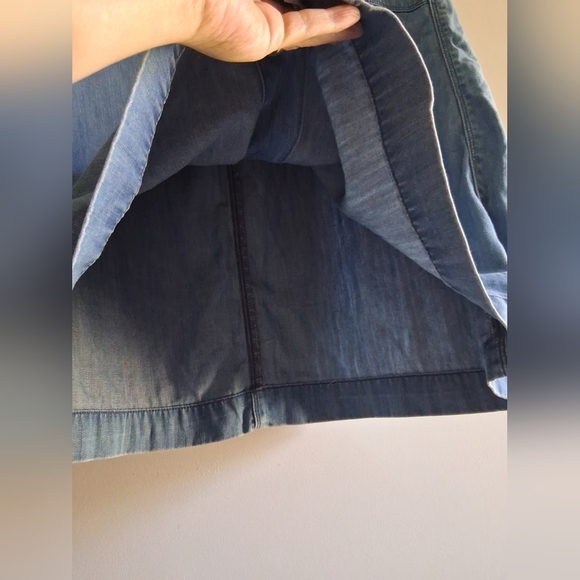 Vintage Levi's 90s Y2k Button Front Chambray Blue Denim Midi Skirt 10 - Picture 9 of 13